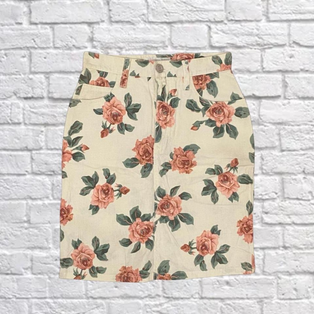 Vintage Floral Midi Skirt